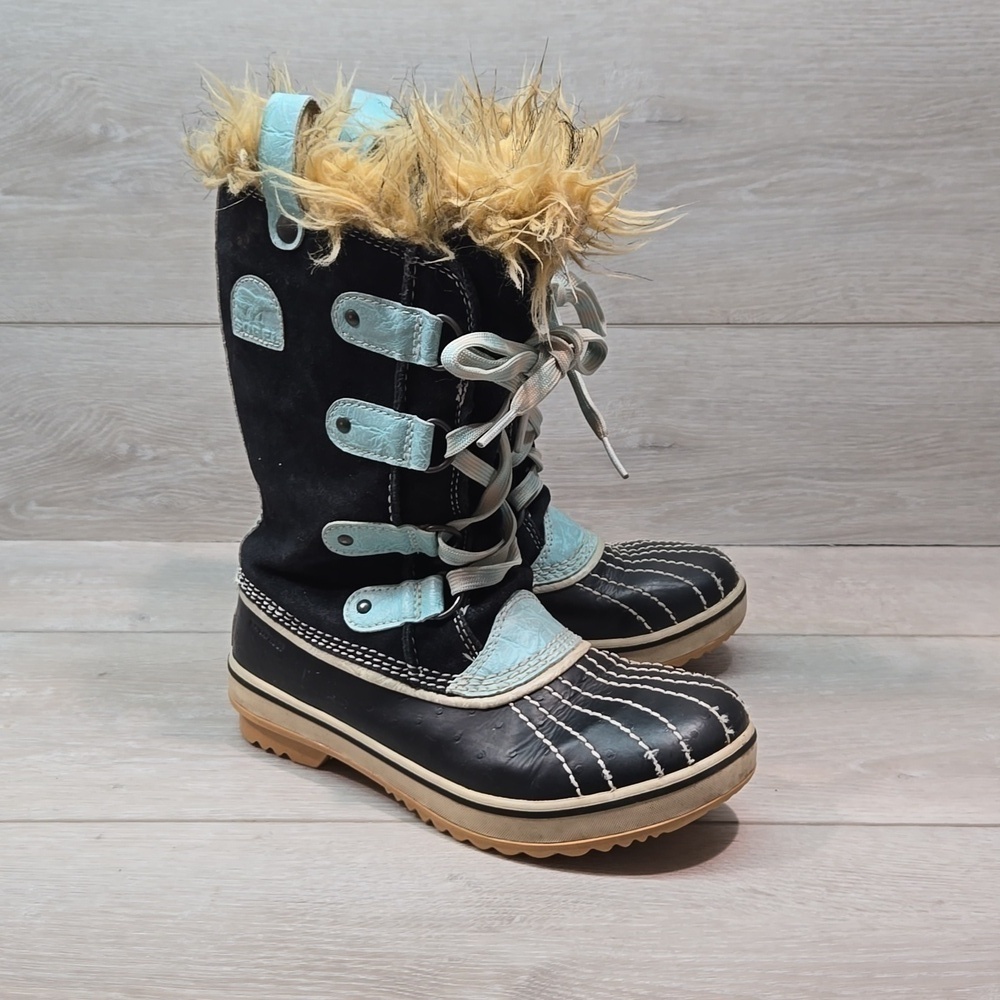 Sorel Kids Youth Tofino Tall Leather Duck Boots shoes sz 2